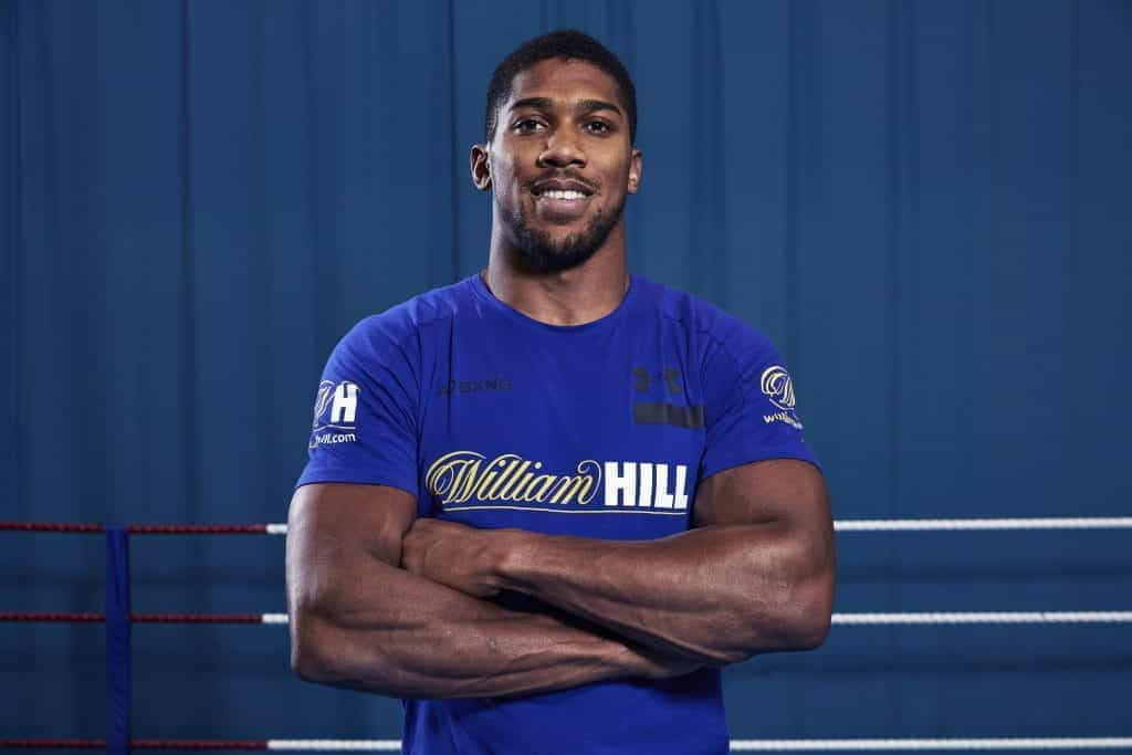 Anthony Joshua in William Hill shirt.