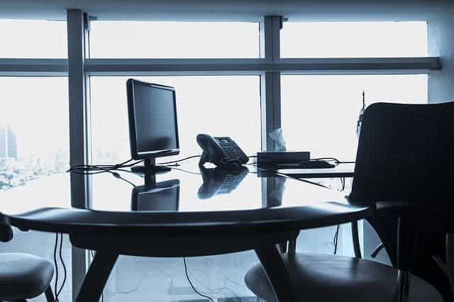 Computer desk and chair.