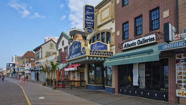 A sunny day on the boardwalk in Atlantic City.